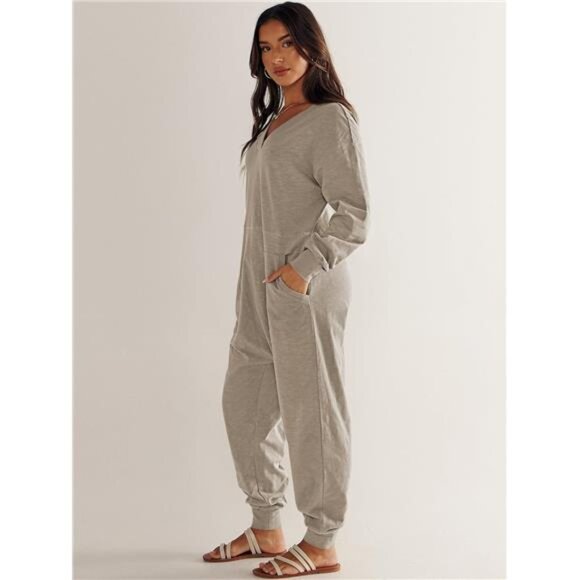 Women's  Fall Jumpsuit – Long Sleeve Casual Loose Fit Romper - Picture 4 of 7